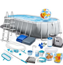 Басейн каркасний овальний 21в1 INTEX 26798, 610 x 305 x 122 см, сірий 