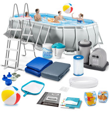 Басейн каркасний овальний 18в1 INTEX 26796, 503 x 274 x 122 см, сірий