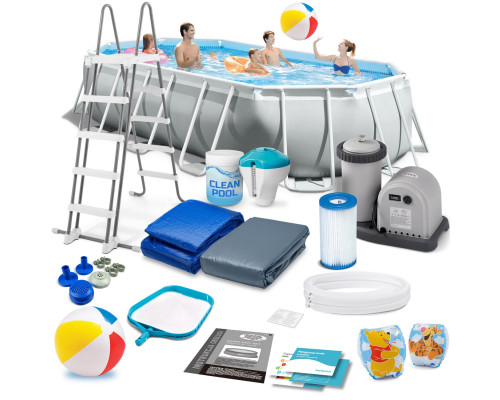 Басейн каркасний овальний 18в1 INTEX 26796, 503 x 274 x 122 см, сірий