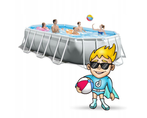Басейн каркасний овальний 18в1 INTEX 26796, 503 x 274 x 122 см, сірий