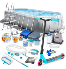 Басейн каркасний овальний 21в1 INTEX 26798, 610 x 305 x 122 см  + самокат 