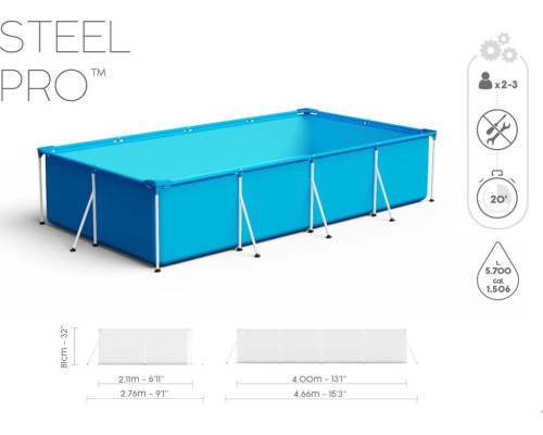 Басейн каркасний прямокутний 8в1 Bestway 56424 Steel Pro 400 x 211 см Басейн каркасний прямокутний 8в1 Bestway 56424 Steel Pro 400 x 211 см