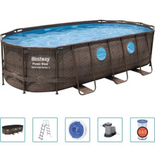 Басейн каркасний овальний 5в1 Bestway 56716 Power Steel 549x274 см - коричневий