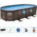 Басейн каркасний овальний 5в1 Bestway 56716 Power Steel 549x274 см - коричневий