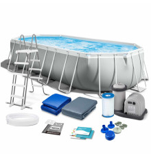Басейн каркасний овальний 12в1 INTEX 26798, 610 x 305 х 122 см, сірий