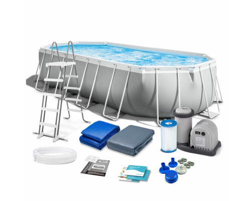 Басейн каркасний овальний 12в1 INTEX 26798, 610 x 305 х 122 см, сірий