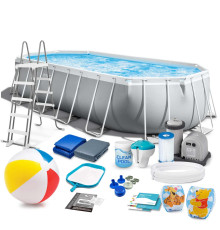 Басейн каркасний овальний 18в1 INTEX 26798, 610 x 305 x 122 см, сірий