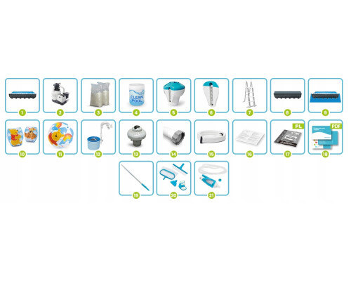 Басейн каркасний 21в1 Intex 26374 975 х 488 х 132 см з самокатом Soke GO