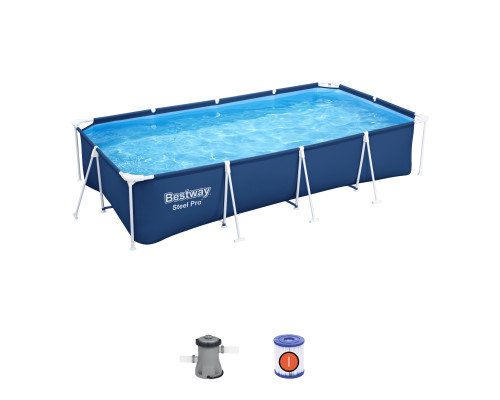 Басейн каркасний прямокутний 3в1 Bestway Family Steel Pro Frame 400 x 211 x 81 см + насос + фільтр