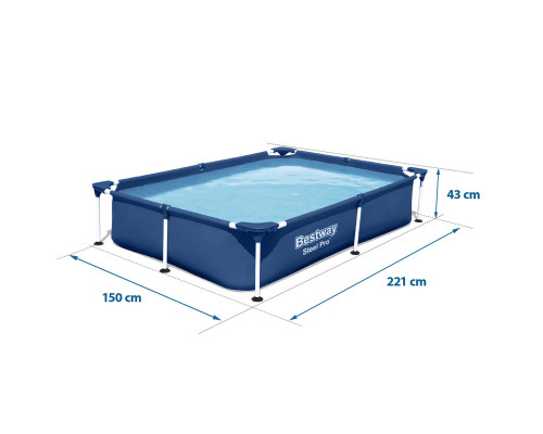 Басейн каркасний прямокутний Bestway 56401N, 221 x 150 x 43 см Басейн каркасний прямокутний Bestway 56401N, 221 x 150 x 43 см