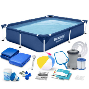 Басейн каркасний прямокутний 16в1 Bestway 56401N, 221 x 150 x 43 см 