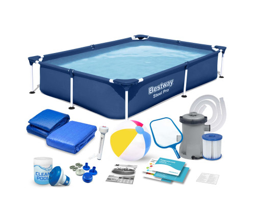 Басейн каркасний прямокутний 16в1 Bestway 56401N, 221 x 150 x 43 см Басейн каркасний прямокутний 16в1 Bestway 56401N, 221 x 150 x 43 см