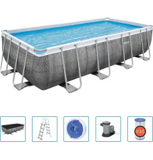 Басейн каркасний прямокутний 6в1 Bestway 56998 Power Steel 549 x 274 см - сірий