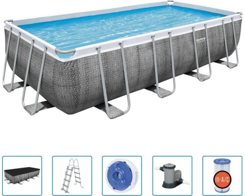 Басейн каркасний прямокутний 6в1 Bestway 56998 Power Steel 549 x 274 см - сірий Басейн каркасний прямокутний 6в1 Bestway 56998 Power Steel 549 x 274 см - сірий