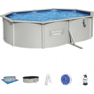 Басейн каркасний овальний 10в1 Bestway 56586 Hydrium 500 x 360 см, світло-сірий