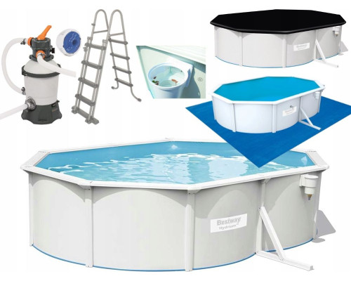 Басейн каркасний овальний 10в1 Bestway 56586 Hydrium 500 x 360 см, світло-сірий