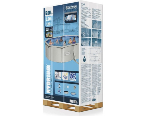 Басейн каркасний овальний 10в1 Bestway 56586 Hydrium 500 x 360 см, світло-сірий