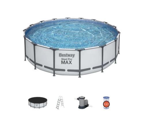 Басейн каркасний 5в1 BESTWAY Steel Pro MAX 488x122 см + драбина + кришка