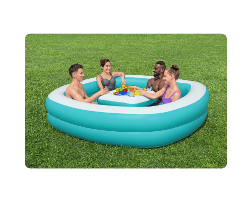 Басейн надувний Bestway 54446 з плаваючим столом Sippin' Summer 218 x 218 x 48 см