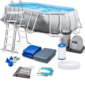 Басейн каркасний овальний 12в1 INTEX 26796, 503 x 274 x 122 см, сірий