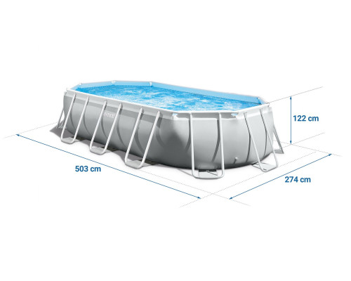 Басейн каркасний овальний 12в1 INTEX 26796, 503 x 274 x 122 см, сірий