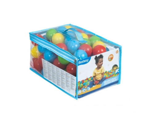 Набір 100 м'ячиків для сухих басейнів BESTWAY 5,85 см 4 кольори + сумка 52648
