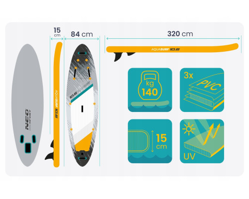 Надувна SUP дошка (Сапборд) Neo-Sport 170205 Aquasurf 320 х 84 х 15 см