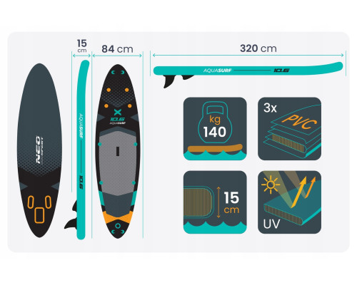 Надувна SUP дошка (Сапборд) Neo-Sport 170207 Aquasurf 320 х 84 х 15 см