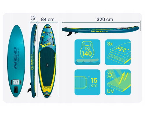 Надувна SUP дошка (Сапборд) Neo-Sport 170213 Aquasurf 320 х 84 х 15 см