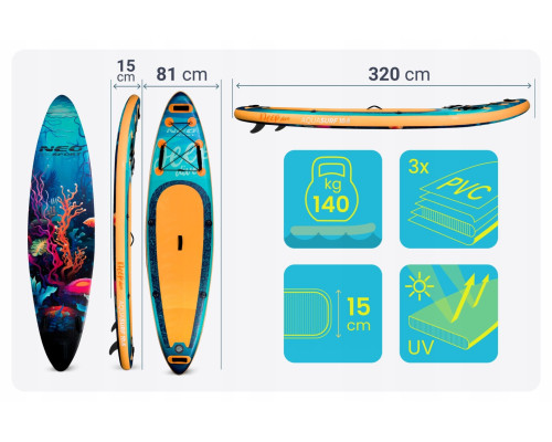 Надувна SUP дошка (Сапборд) Neo-Sport 170214 Aquasurf 320 х 84 х 15 см