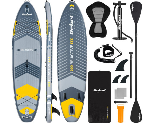 Надувна SUP дошка (Сапборд) REBEL ACTIVE RBA-4507 335 сіро-жовта Надувна SUP дошка (Сапборд) REBEL ACTIVE RBA-4507 335 сіро-жовта