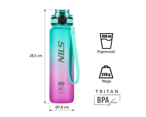 Тританова пляшка NILS EXTREME NCD04 зелено-рожевий