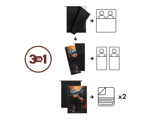 Спальний мішок 3в1 NILS CAMP NC3601, 200 х 140 см, різнокольоровий