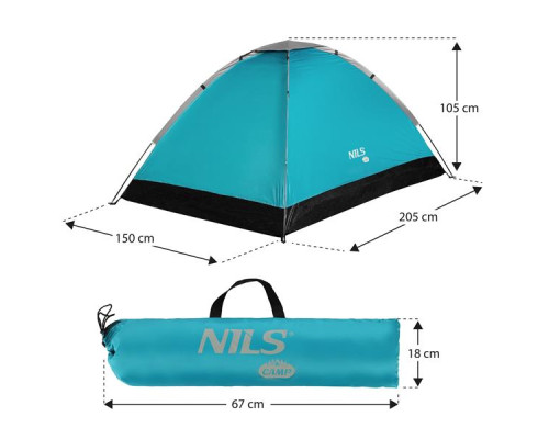 Намет двомісний NILS CAMP NC3021, 205 х 150 х 105 см, блакитний