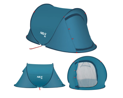  Намет двомісний саморозкладний NILS CAMP NC3743, 220 х 120 х 95 см, синій