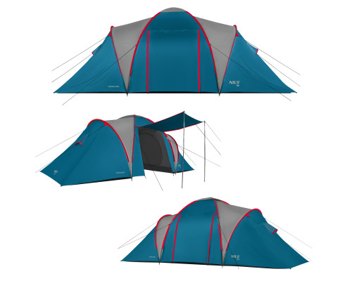 Намет шестимісний NILS CAMP NC6031 Highland, 570 х 210 х 200 см, синьо-сірий