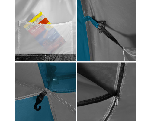 Намет шестимісний NILS CAMP NC6031 Highland, 570 х 210 х 200 см, синьо-сірий