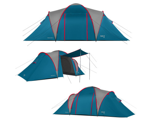 Намет чотиримісний NILS CAMP NC6431 Highland IV, 450 х 210 х 190 см, синьо-сірий