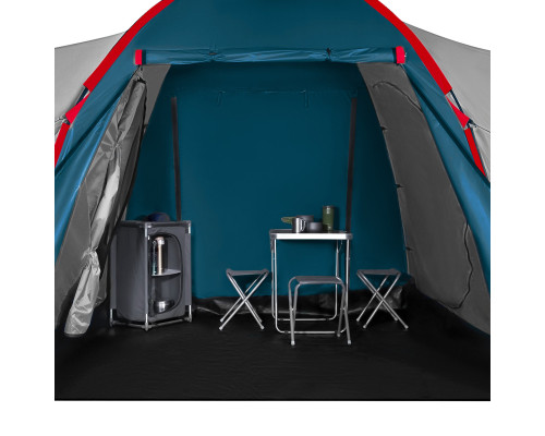 Намет чотиримісний NILS CAMP NC6431 Highland IV, 450 х 210 х 190 см, синьо-сірий