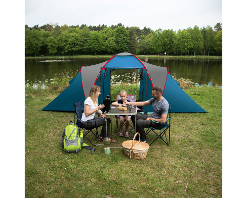 Намет чотиримісний NILS CAMP NC6431 Highland IV, 450 х 210 х 190 см, синьо-сірий