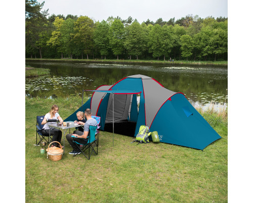 Намет чотиримісний NILS CAMP NC6431 Highland IV, 450 х 210 х 190 см, синьо-сірий