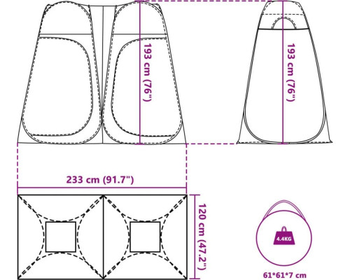 Намет для переодягання Vida XL, сіро-помаранчевий Намет для переодягання Vida XL, сіро-помаранчевий