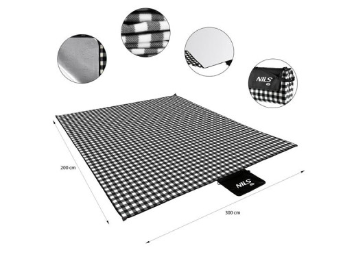 Килимок для пікніка NILS CAMP NC2311 200 x 200 см, чорно-білий