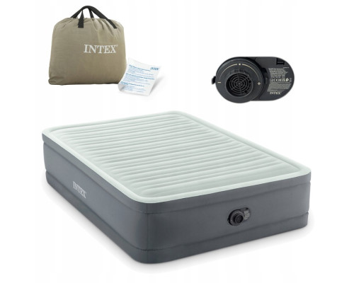 Надувний матрац INTEX 64904ND з насосом 191 х 137 х 46 см, сірий