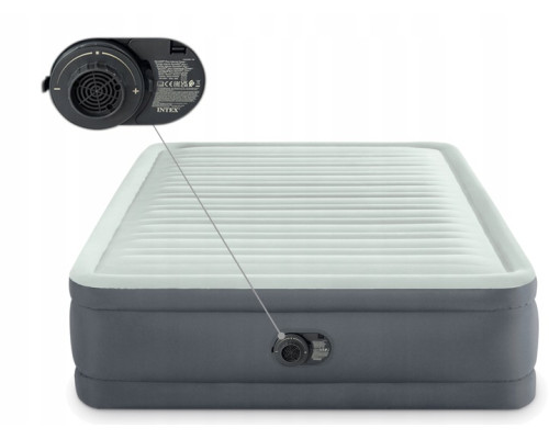 Надувний матрац INTEX 64904ND з насосом 191 х 137 х 46 см, сірий