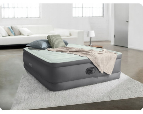 Надувний матрац INTEX 64904ND з насосом 191 х 137 х 46 см, сірий