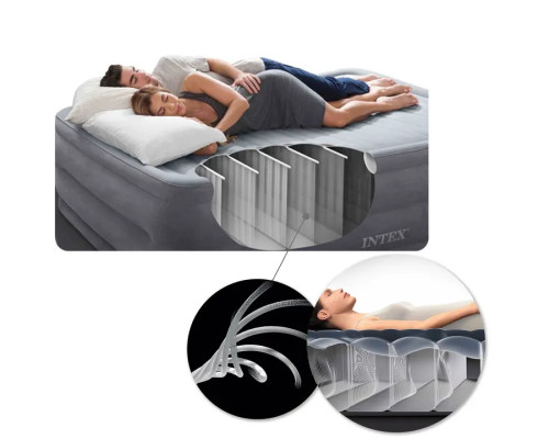Надувний матрац INTEX 64141 з насосом 191 х 99 х 25 см, чорний