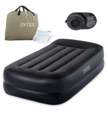 Матрац надувний Intex 64122ND 191x99x42 см чорний + насос