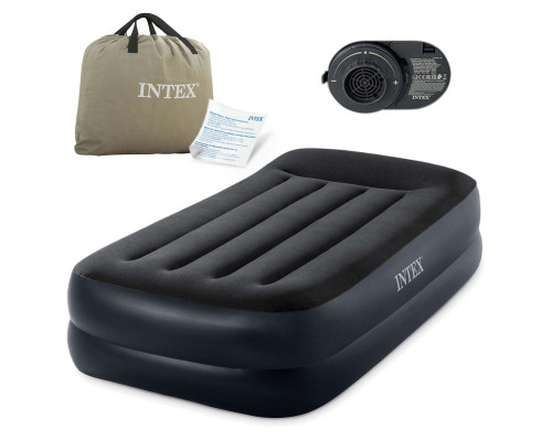 Матрац надувний Intex 64122ND 191x99x42 см чорний + насос Матрац надувний Intex 64122ND 191x99x42 см чорний + насос