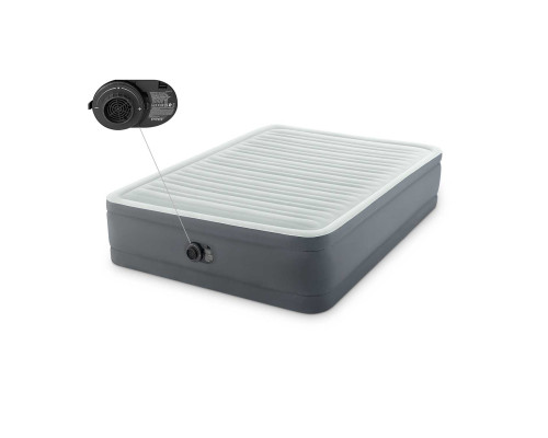 Надувний матрац INTEX 64906ND з насосом 203 х 152 х 46 см, сірий
